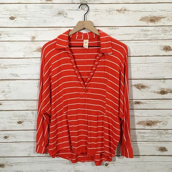 Free People Tops - Free People We the Free Can't Fool Me Striped Tee - Red - XS